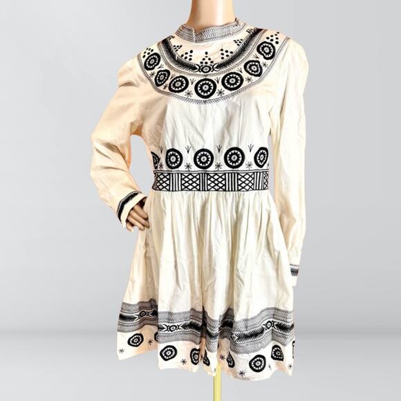 NWT ASOS Premium Embroidered Long Sleeve Skater Dress - Picture 1 of 5